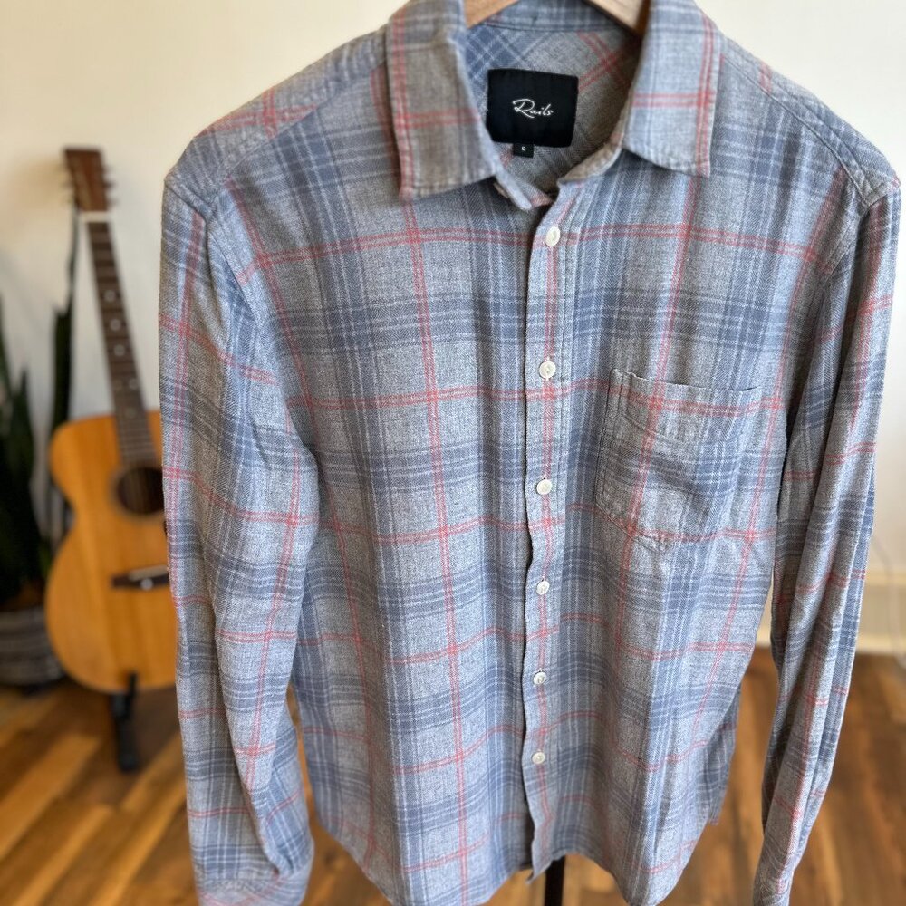 Rails Lightweight Flannel - Grey/blue/red - Size S
